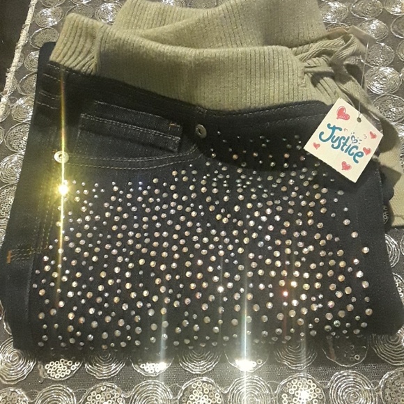Justice Other - Justice SPARKLY rhinestone elastic waist 12.5 NWT